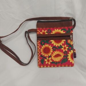 Embroidered Sunflower Crossbody Bag